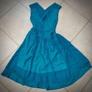 Teal Cross Back Mini Dress